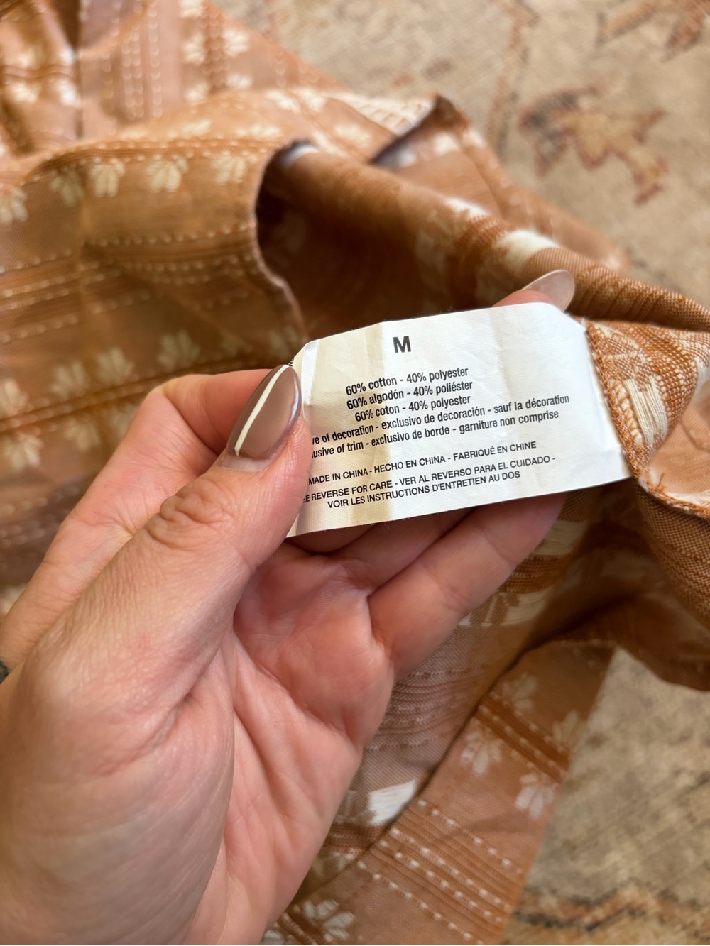 Nine West Rust-Brown Printed Balloon-Sleeve Blouse - Picture 6 of 7